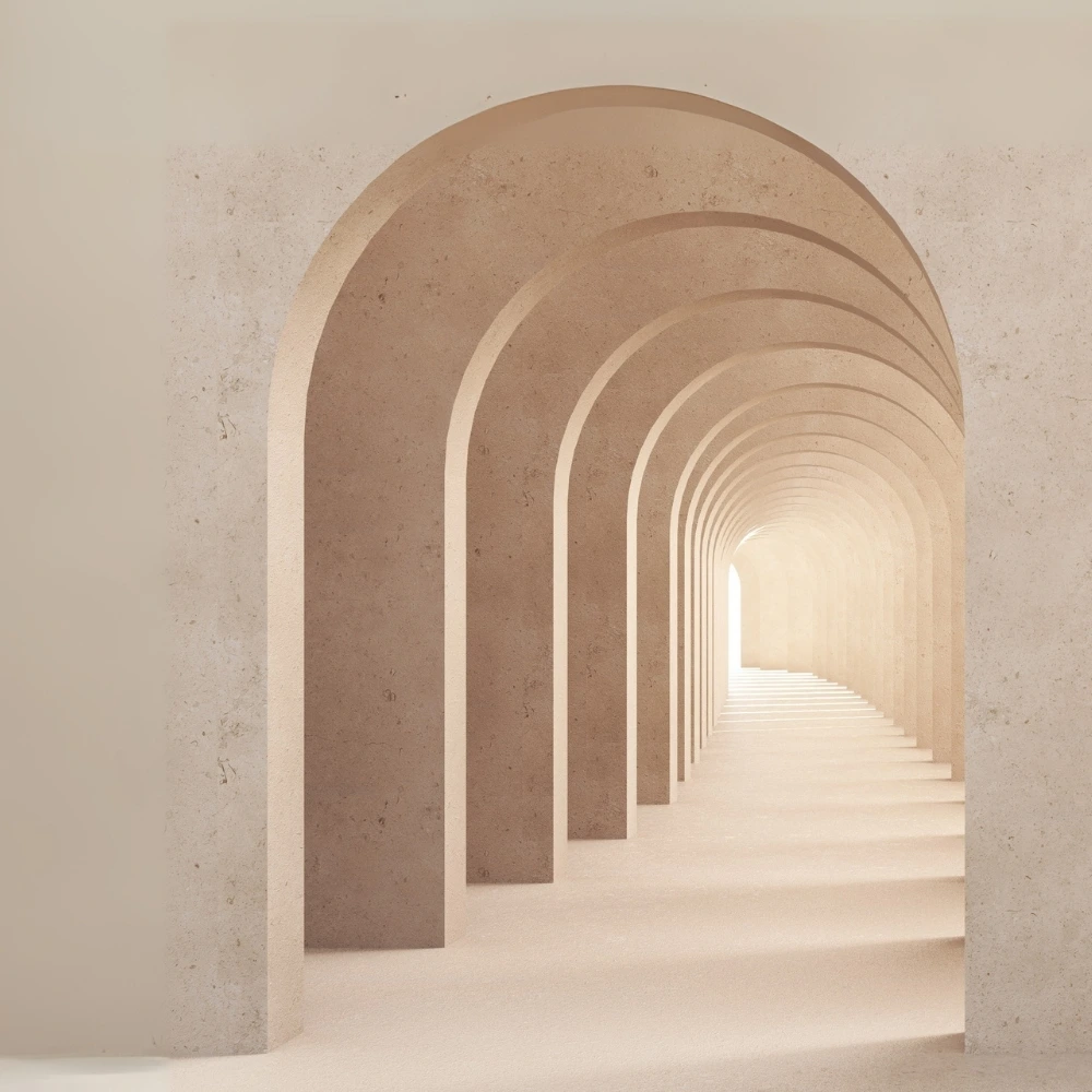 A symetrical curved arch passage